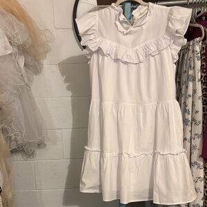 Elegant White Ruffled Kids Dress